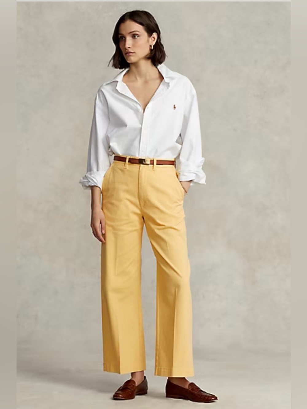 The Wide-Leg Polo Ralph Lauren Cropped Twill Pants in Light Yellow